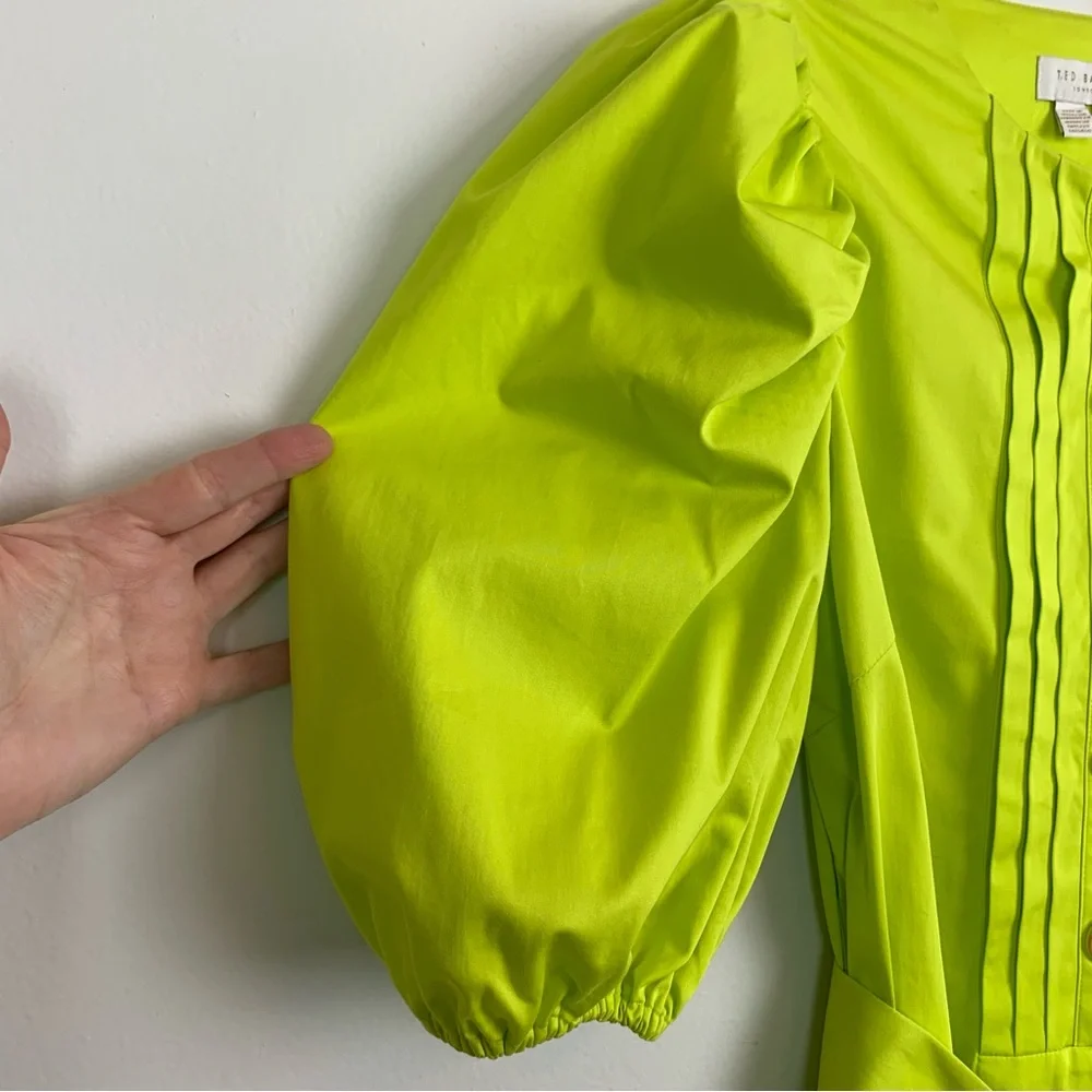 Ted Baker Sofia Ruffle Mini Dress Bright Green Size 4 - Picture 7 of 16
